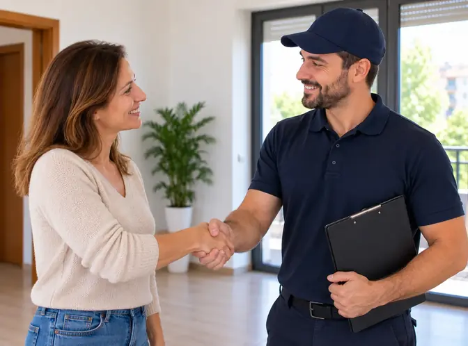 Stretta di mano tra cliente e responsabile sgombero